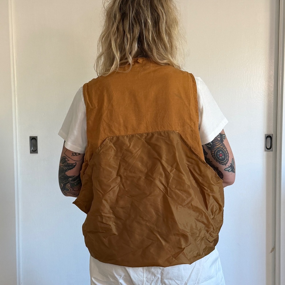Vintage 1970s KMart CottonHunting Utility Vest Tobacco Brown Multi Pocket Mens L - Picture 4 of 5
